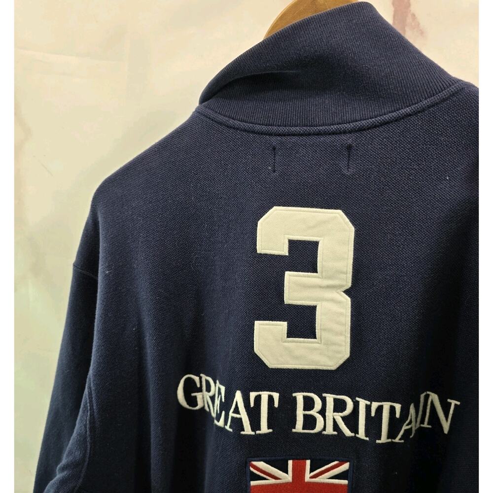 Vintage Polo Ralph Lauren Sweater Mens XL Cardigan Blue Great Britain Big Pony - Picture 5 of 14